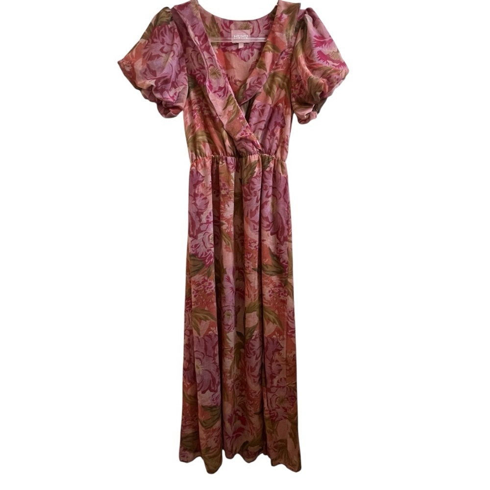 Show Me Your MuMu Verity Pink Floral Garden Party High Low Midi Dress SZ XS - Picture 2 of 14